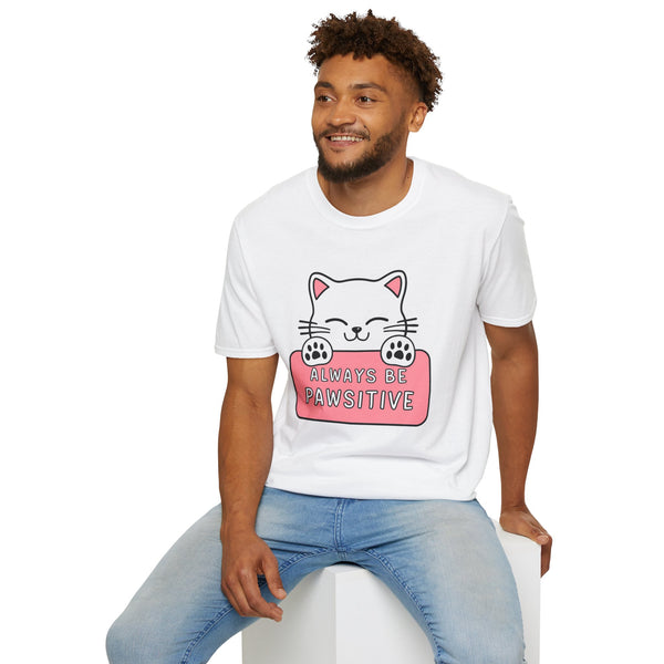 Kawaii Always Be Pawsitive Cat Shirt | Cat Mom Gift | Cat Present | Cat Lover Unisex Softstyle T-Shirt