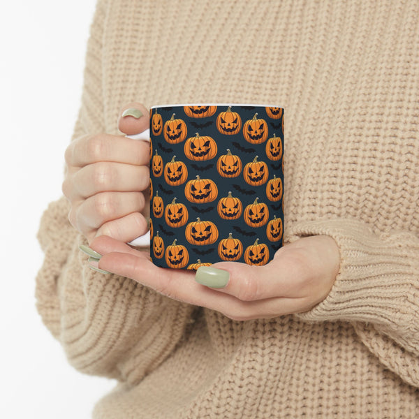 Spooky Halloween Pumpkin Bat Mug | Scary Halloween Gifts | Horror Coffee Mug 11oz