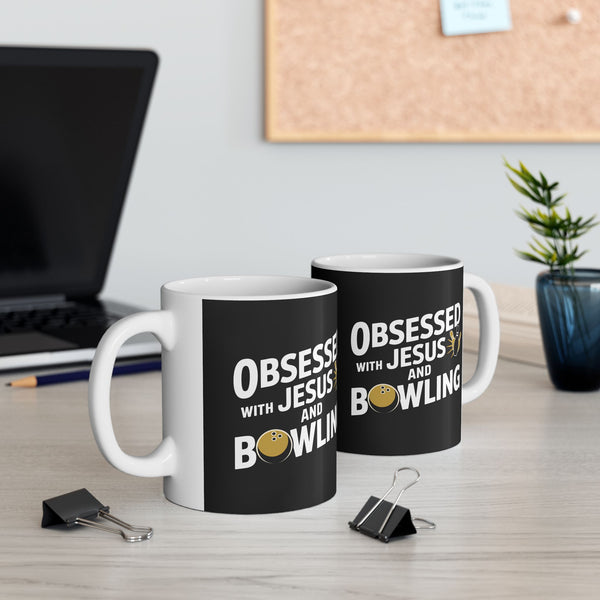 Obsessed With Jesus And Bowling Ceramic Mug | Love Faith In Jesus Gifts (11oz)