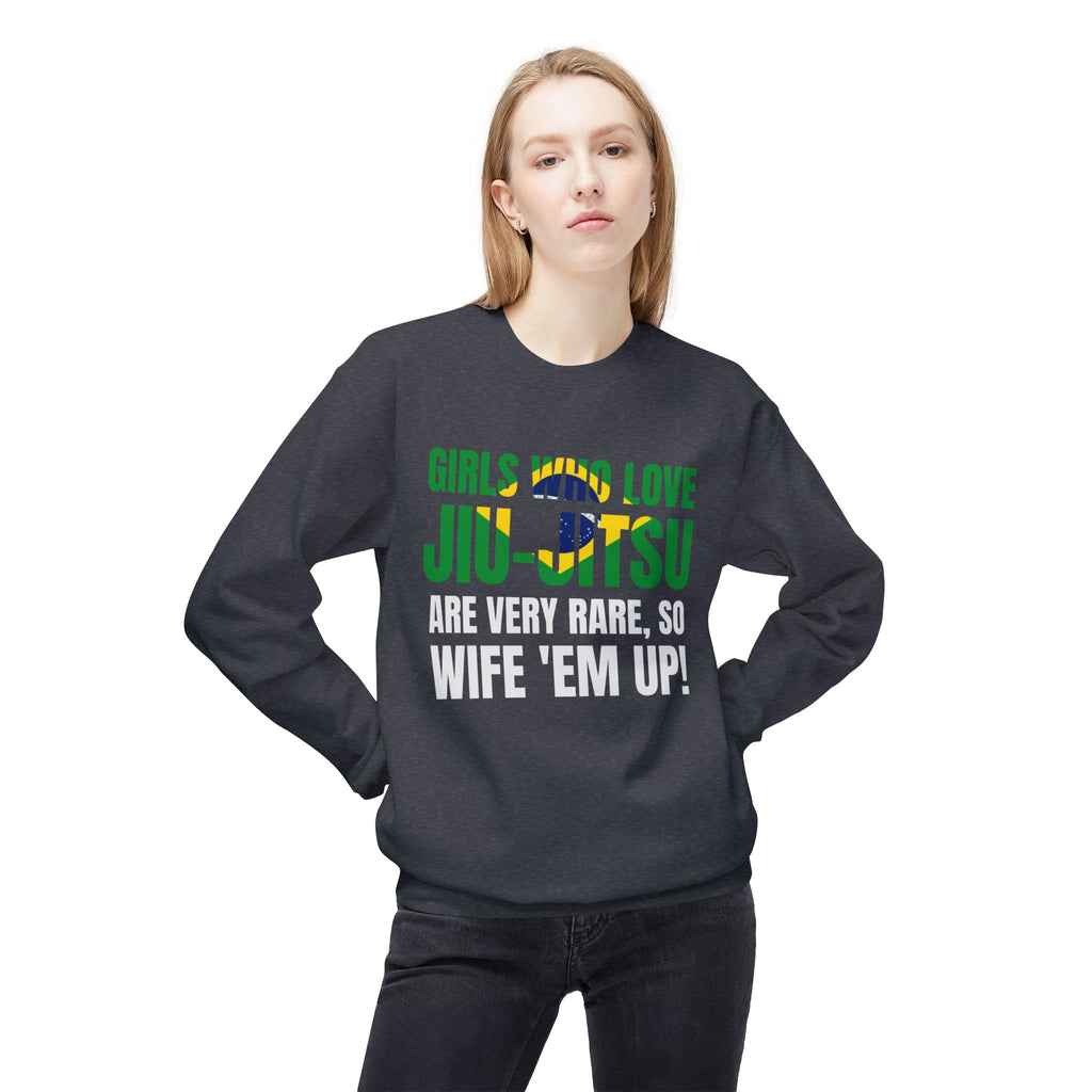 Brazilian Jiu Jitsu Girls Who Love Jiu-Jitsu BJJ Unisex Midweight Softstyle Fleece Crewneck Sweatshirt