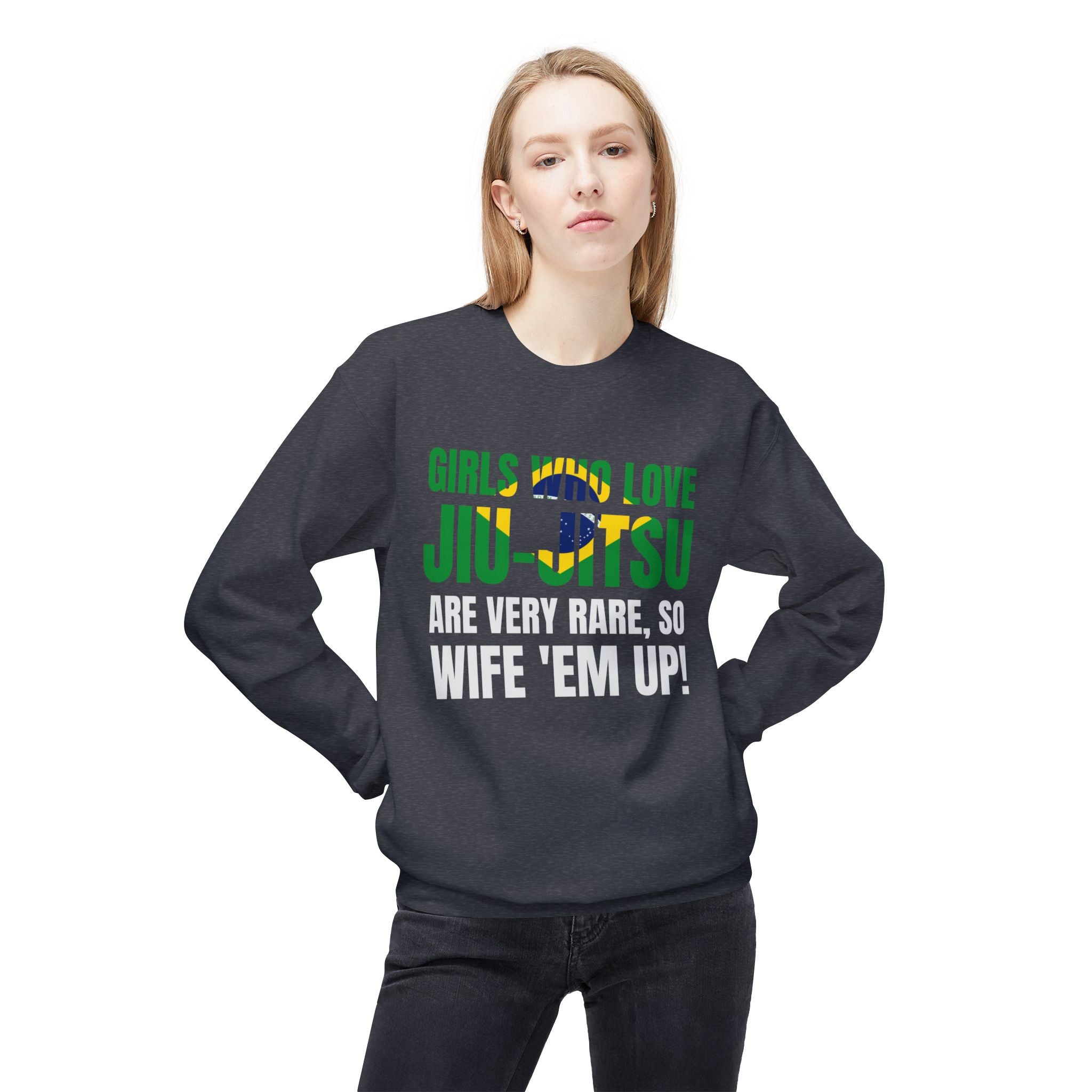 Brazilian Jiu Jitsu Girls Who Love Jiu-Jitsu BJJ Unisex Midweight Softstyle Fleece Crewneck Sweatshirt