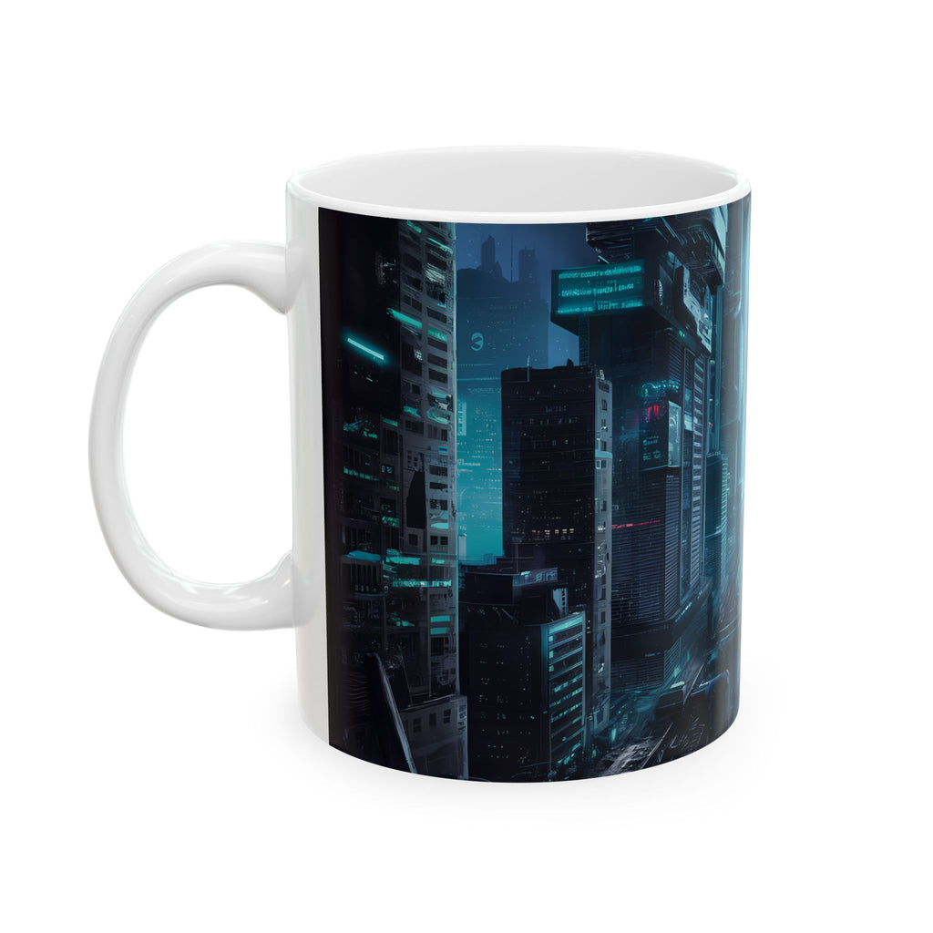 A Cyberpunk City Skyline Ceramic Mug (11oz, 15oz)