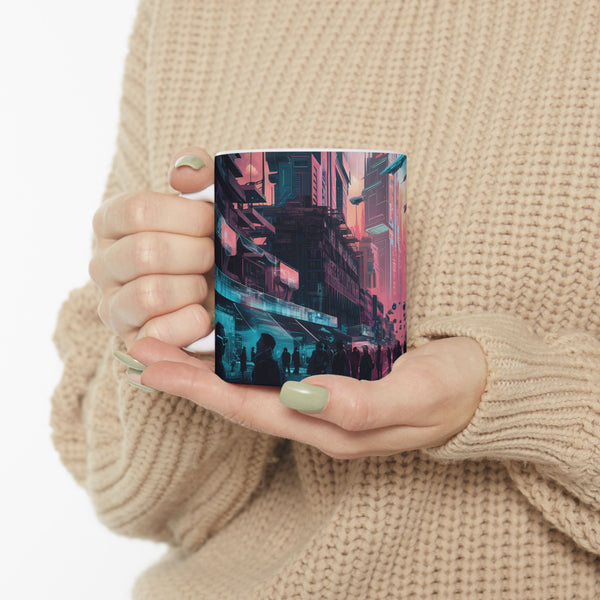 Cyberpunk City Skyline Ceramic Mug (11oz, 15oz)