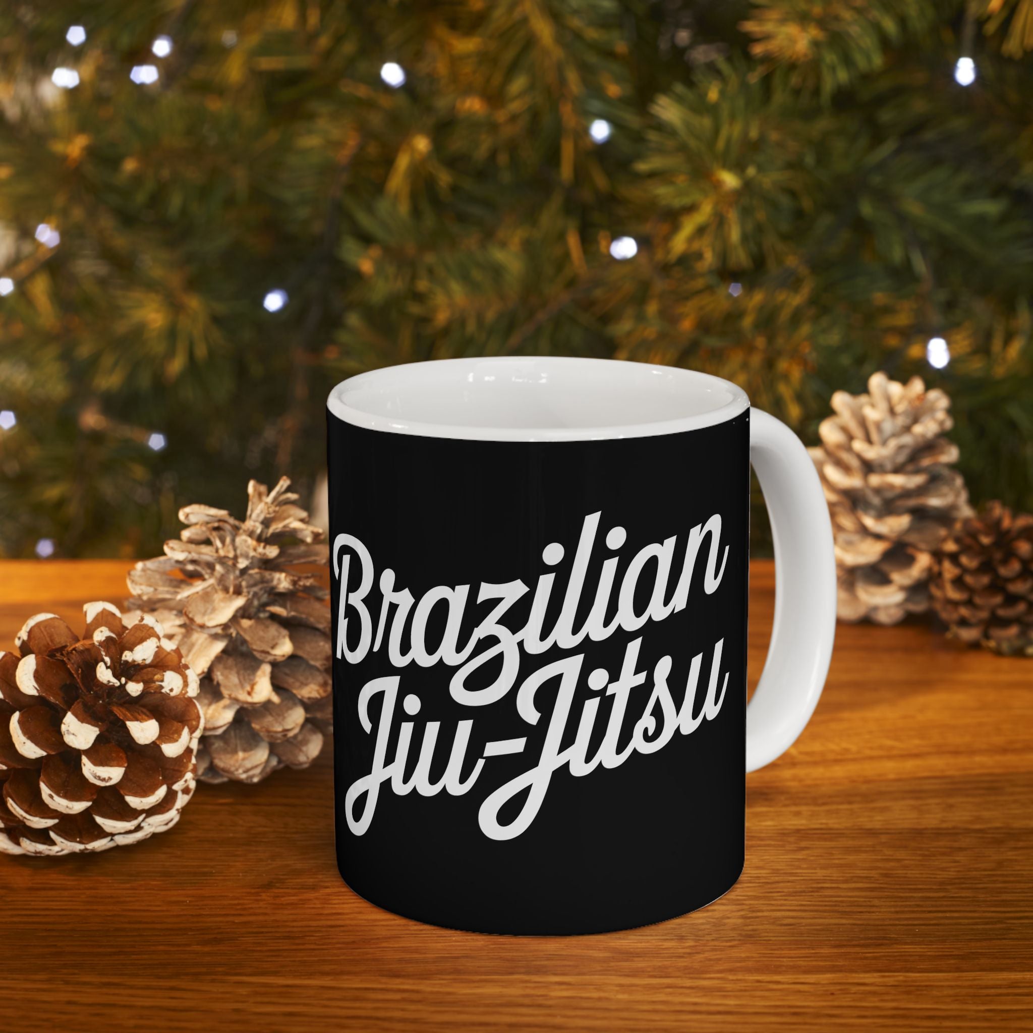 Brazilian Jiu Jitsu Cursive 2 BJJ Ceramic Mug | Brazilian Jiu Jitsu Gifts (11oz)