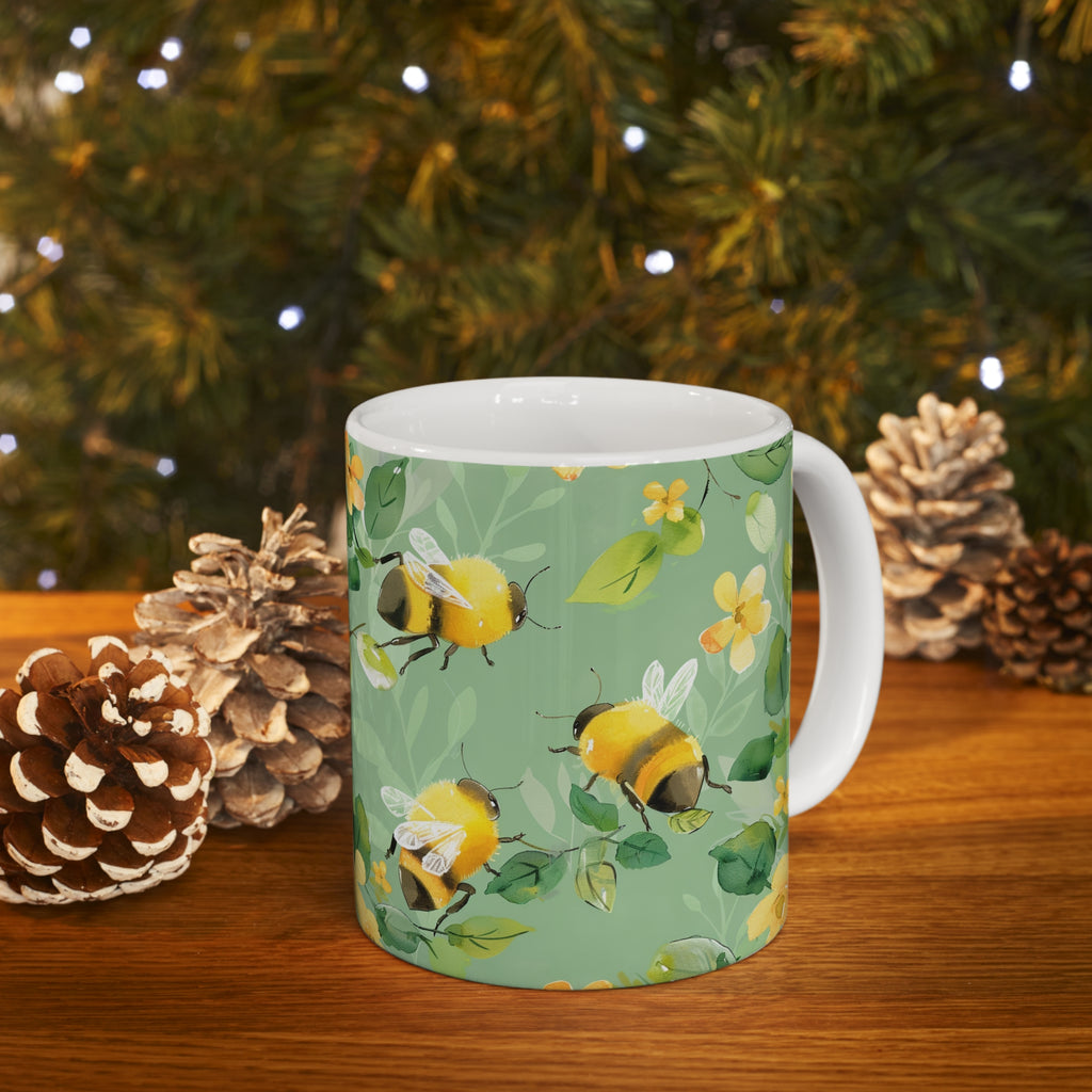 Bee Mug | Bee Gifts | Bee Presents | Watercolor Bees Ceramic Mug 11oz