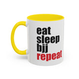 Brazilian Jiu Jitsu Eat Sleep BJJ Repeat | BJJ Accent Coffee Mug Brazilian Jiu Jitsu Eat Sleep BJJ Repeat | BJJ Accent Coffee Mug