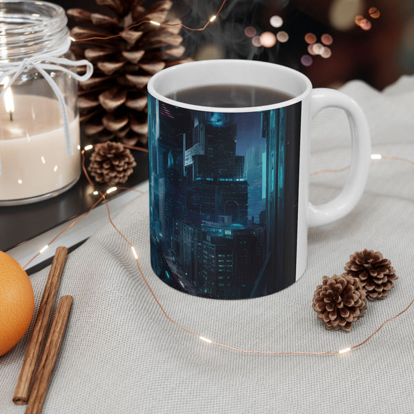 A Cyberpunk City Skyline Ceramic Mug (11oz, 15oz)
