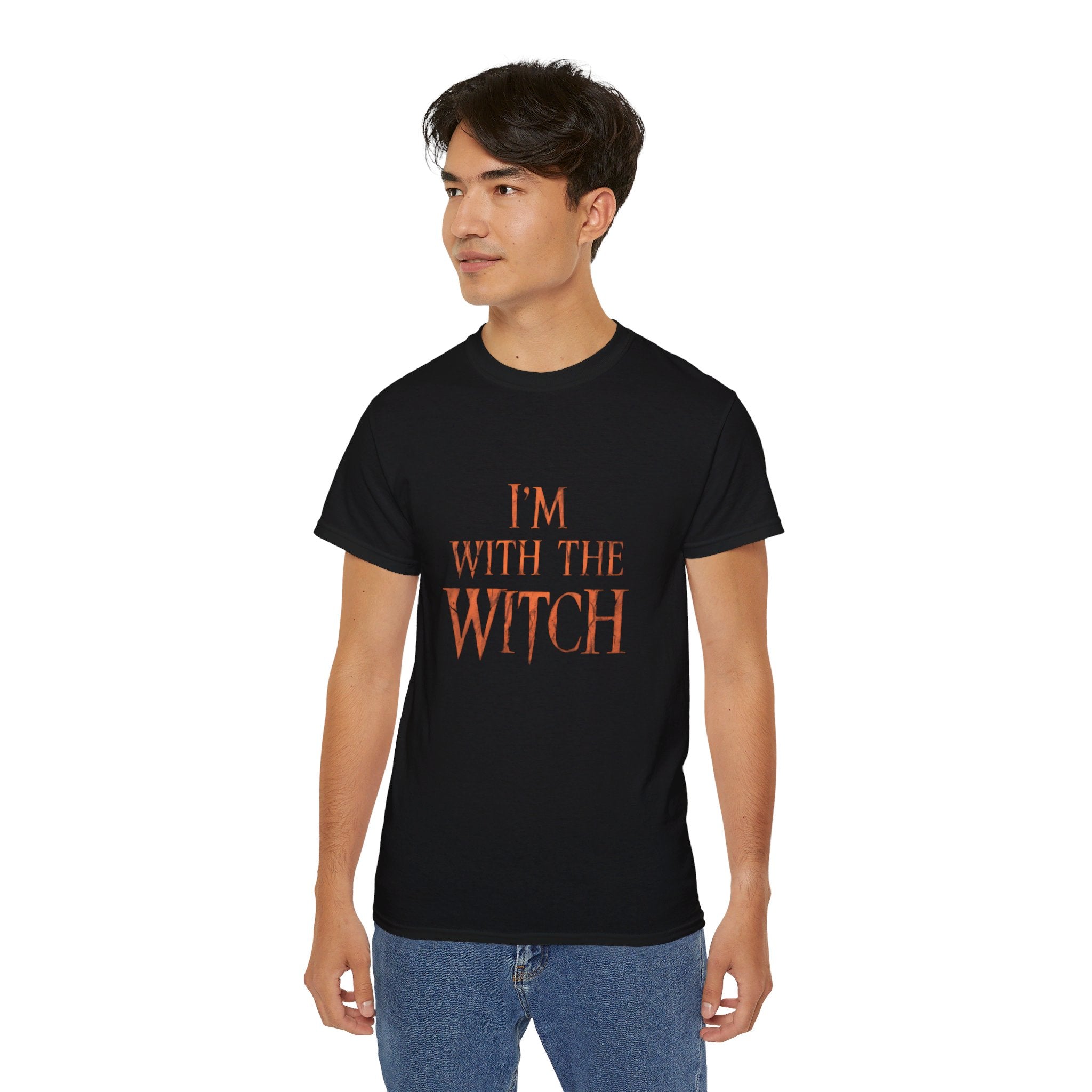 I'm With The Witch Halloween Funny Halloween Costumes Shirt | Happy Halloween Gifts | Scary Halloween Merchandise | Spooky Halloween Unisex T-Shirt