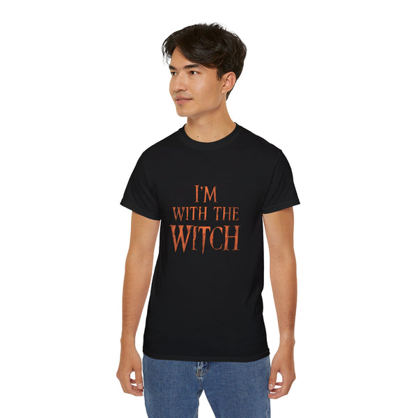 I'm With The Witch Halloween Funny Halloween Costumes Shirt | Happy Halloween Gifts | Scary Halloween Merchandise | Spooky Halloween Unisex T-Shirt