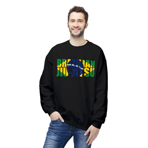 Brazilian Jiu Jitsu Flag 3 BJJ Unisex Midweight Softstyle Fleece Crewneck Sweatshirt