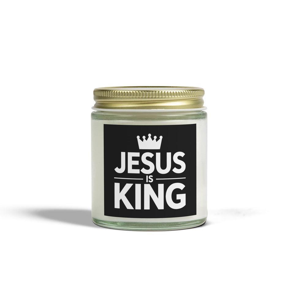 Jesus is King Cross Faith Scented Candle - Christian Jesus Coconut Apricot Wax Candle (4oz, 9oz)