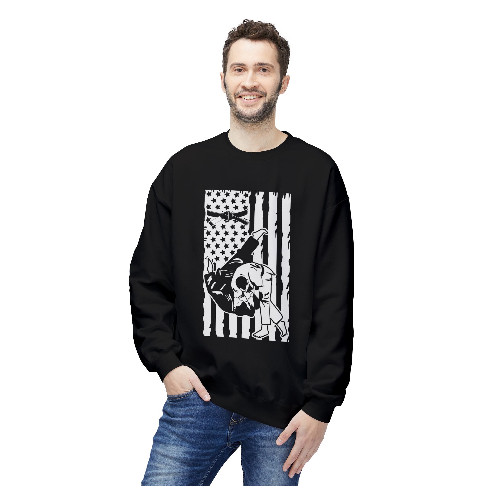 Brazilian Jiu Jitsu Flag Throw BJJ Unisex Midweight Softstyle Fleece Crewneck Sweatshirt Main image