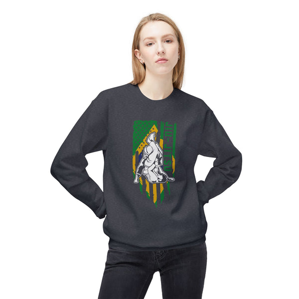 Brazilian Jiu Jitsu Armbar Flag BJJ Unisex Midweight Softstyle Fleece Crewneck Sweatshirt