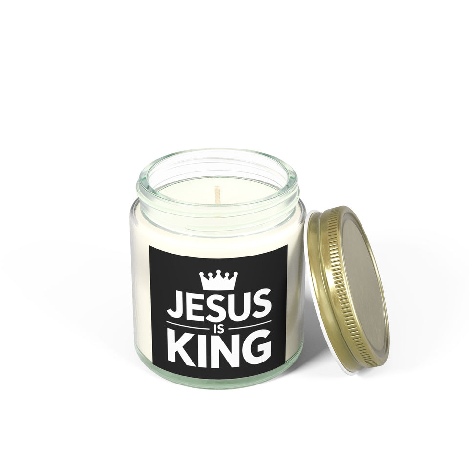 Jesus is King Cross Faith Scented Candle - Christian Jesus Coconut Apricot Wax Candle (4oz, 9oz)