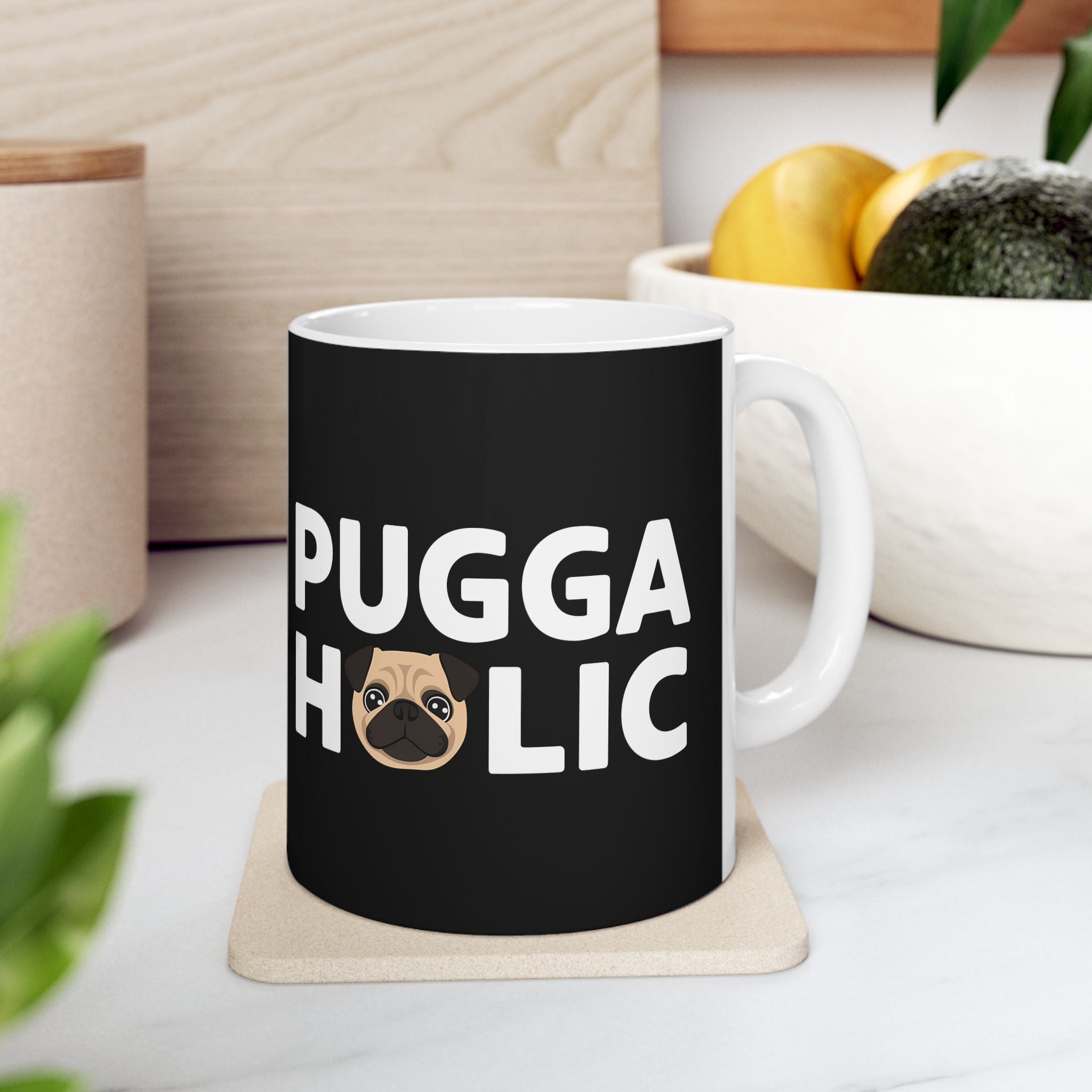 Puggaholic Pug Mug | Pug Coffee Mug | Pug Dog Gifts | Pug Presents | Pug Mug 11oz
