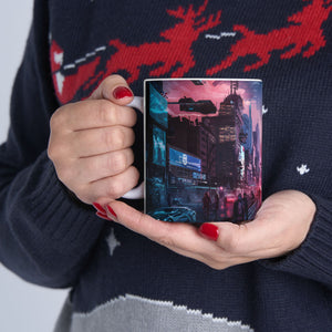 Futuristic Cyberpunk City Skyline Ceramic Mug (11oz, 15oz) Futuristic Cyberpunk City Skyline Ceramic Mug (11oz, 15oz)