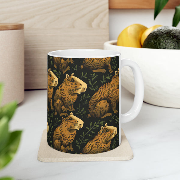 Capybara Mug  | Capybara Coffee Mug | Cute Capy Pattern 2 Coffee Mug 11oz