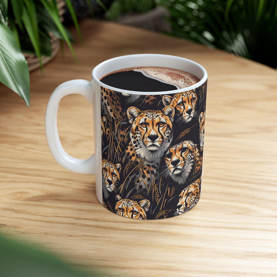 Cheetah Mug | Cheetah Gifts | Cheetah Presents | Group Of Cheetah Ceramic Mug 11oz