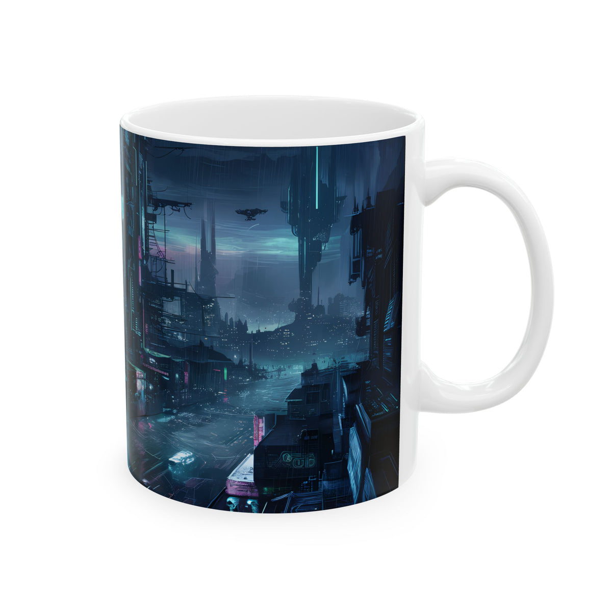 Futuristic Cyberpunk City Ceramic Mug (11oz, 15oz)