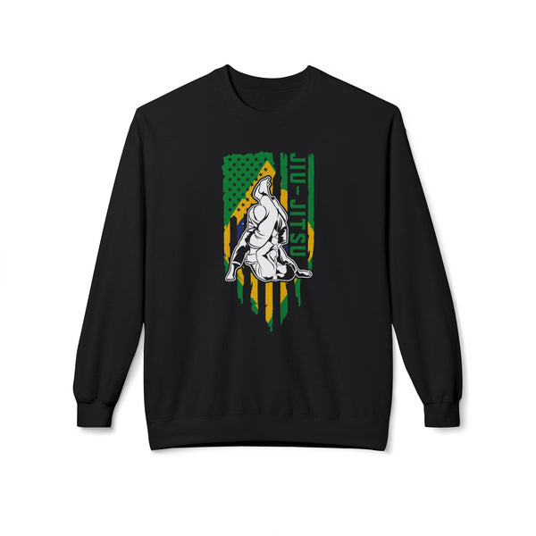Brazilian Jiu Jitsu Armbar Flag BJJ Unisex Midweight Softstyle Fleece Crewneck Sweatshirt