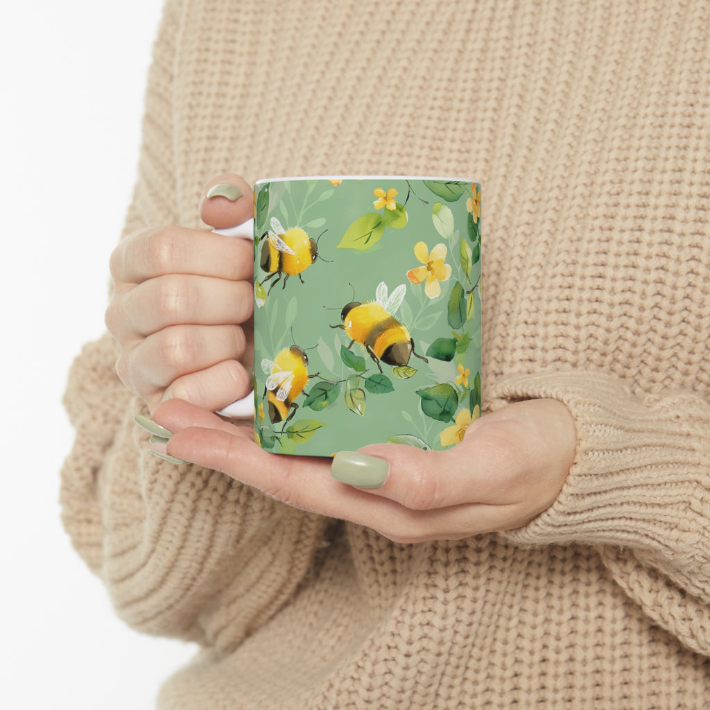 Bee Mug | Bee Gifts | Bee Presents | Watercolor Bees Ceramic Mug 11oz
