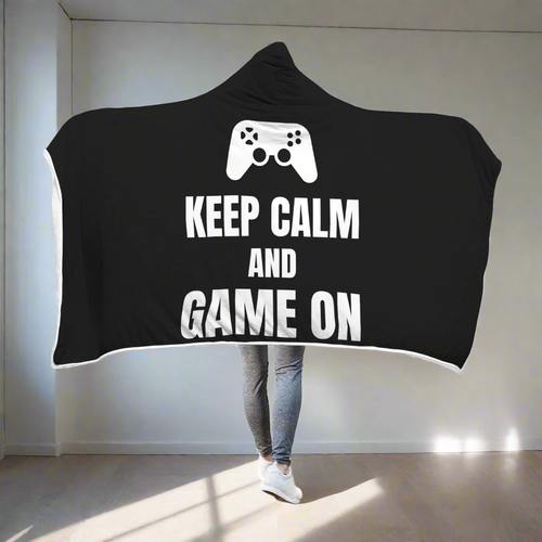Keep Calm And Game On Video Gamer Hooded Blanket