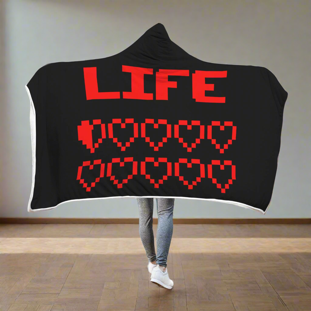 Gaming Life Bar (Game Hearts Health Bar) - Video Gaming Hooded Blanket Main image