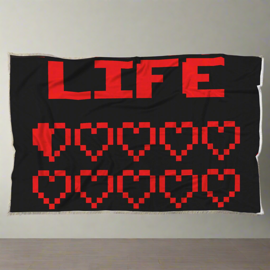 Gaming Life Bar (Game Hearts Health Bar) Video Gamer Blanket Main image