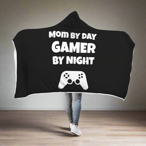 Mom By Day Gamer By Night Video Gamer Hooded Blanket