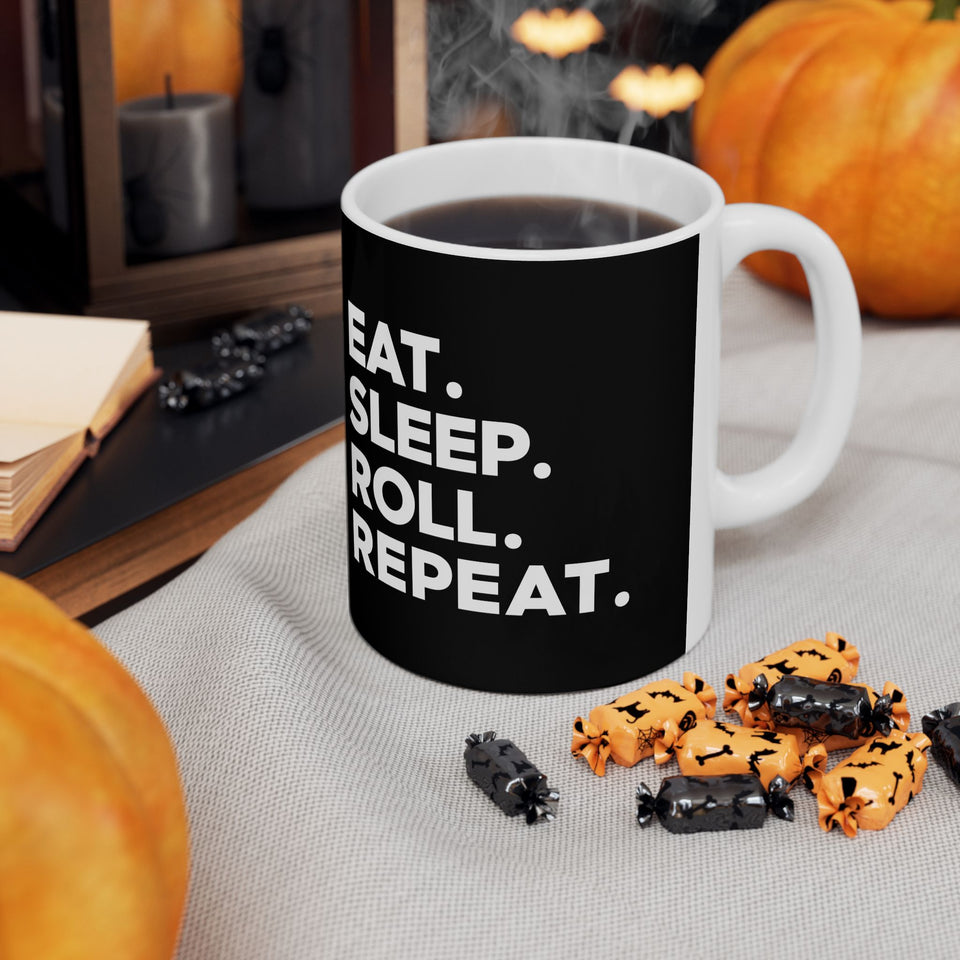 Brazilian Jiu Jitsu Eat Sleep Roll 2 BJJ Ceramic Mug | Brazilian Jiu Jitsu Gifts (11oz)