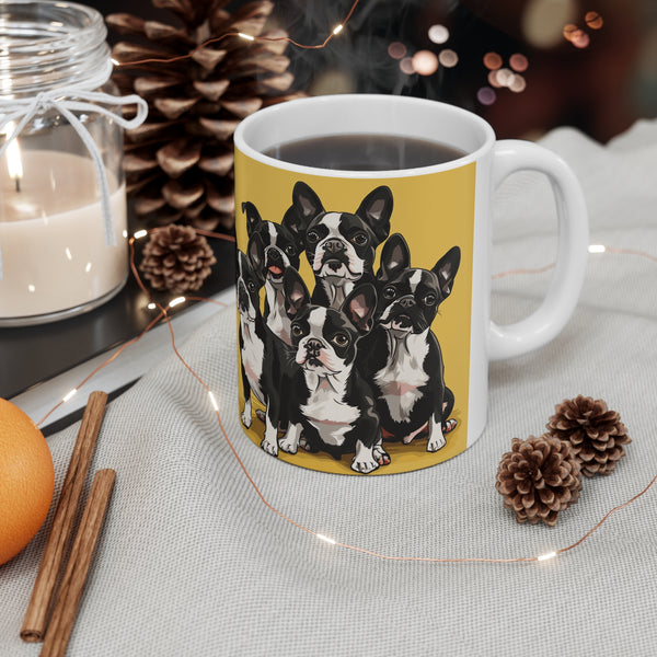 Boston Terrier Mug | Boston Terrier Gifts | Boston Terrier Presents | Group of Boston Terrier Ceramic Mug 11oz