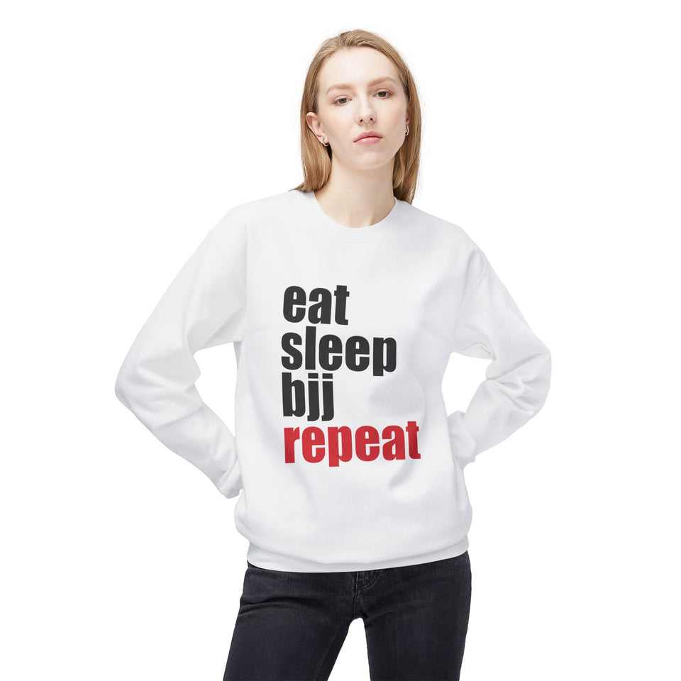 Brazilian Jiu Jitsu Eat Sleep BJJ Repeat BJJ Unisex Midweight Softstyle Fleece Crewneck Sweatshirt