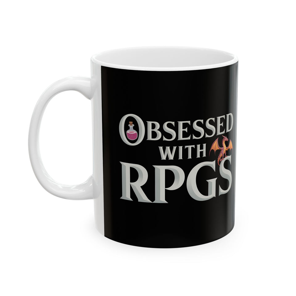 Obsessed With RPGs Ceramic Mug | Role Playing Game Gifts (11oz)