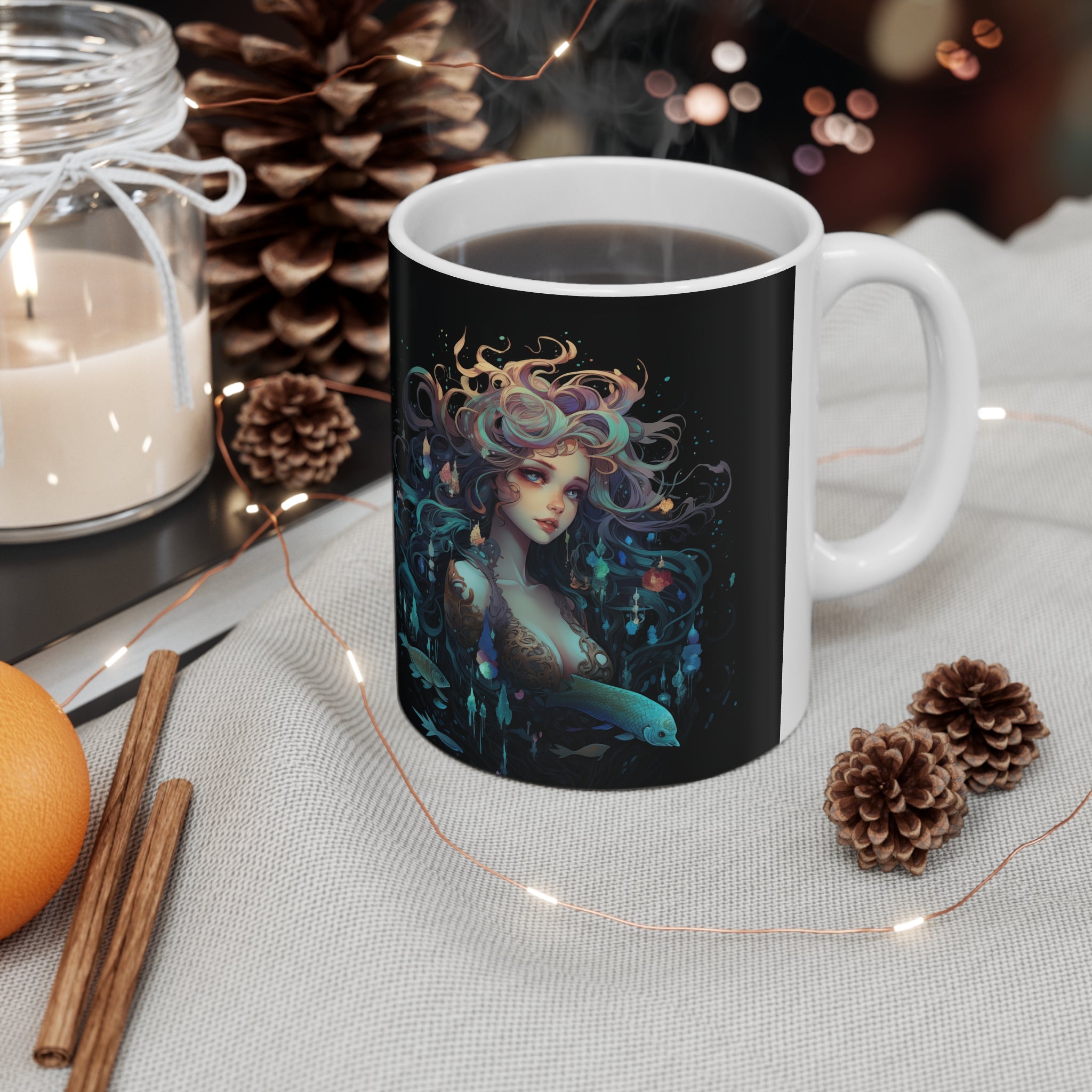 mermaid mug, mermaid coffee mug, mermaid gift, mermaid gifts for women, mermaid gifts for adults, mermaid presents, black mermaid shirt, mermaid shirts for adults