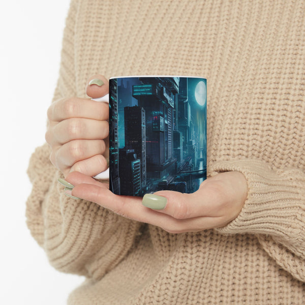 A Cyberpunk City Skyline Ceramic Mug (11oz, 15oz)