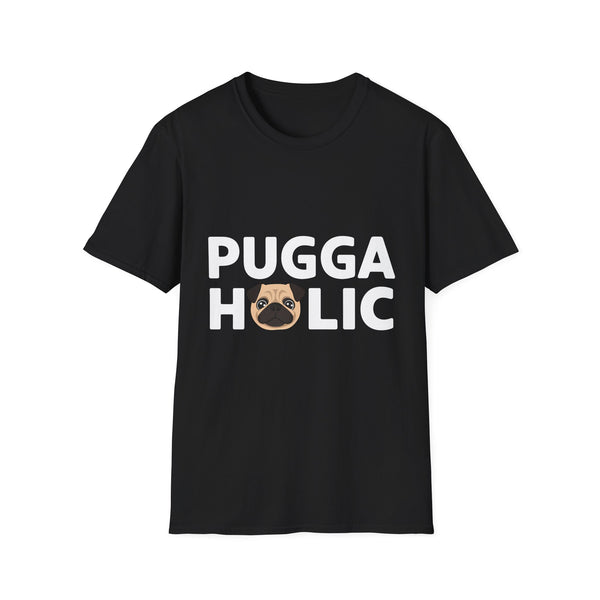 Puggaholic Pugs T-Shirt | Pug Gifts Unisex Pug T-Shirt