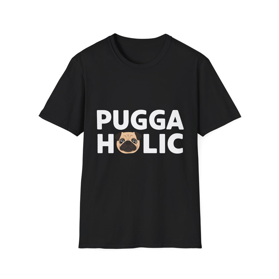 Puggaholic Pugs T-Shirt | Pug Gifts Unisex Pug T-Shirt