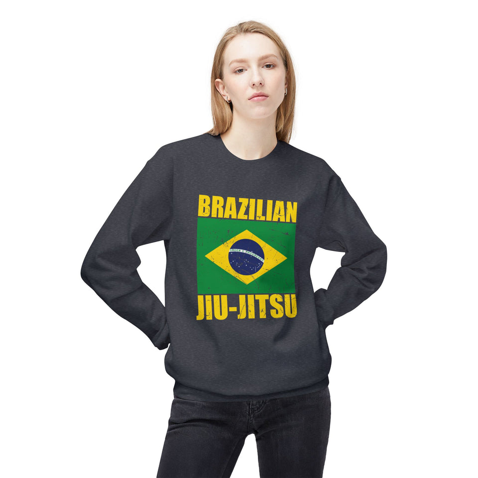 Brazilian Jiu Jitsu Flag BJJ Unisex Midweight Softstyle Fleece Crewneck Sweatshirt