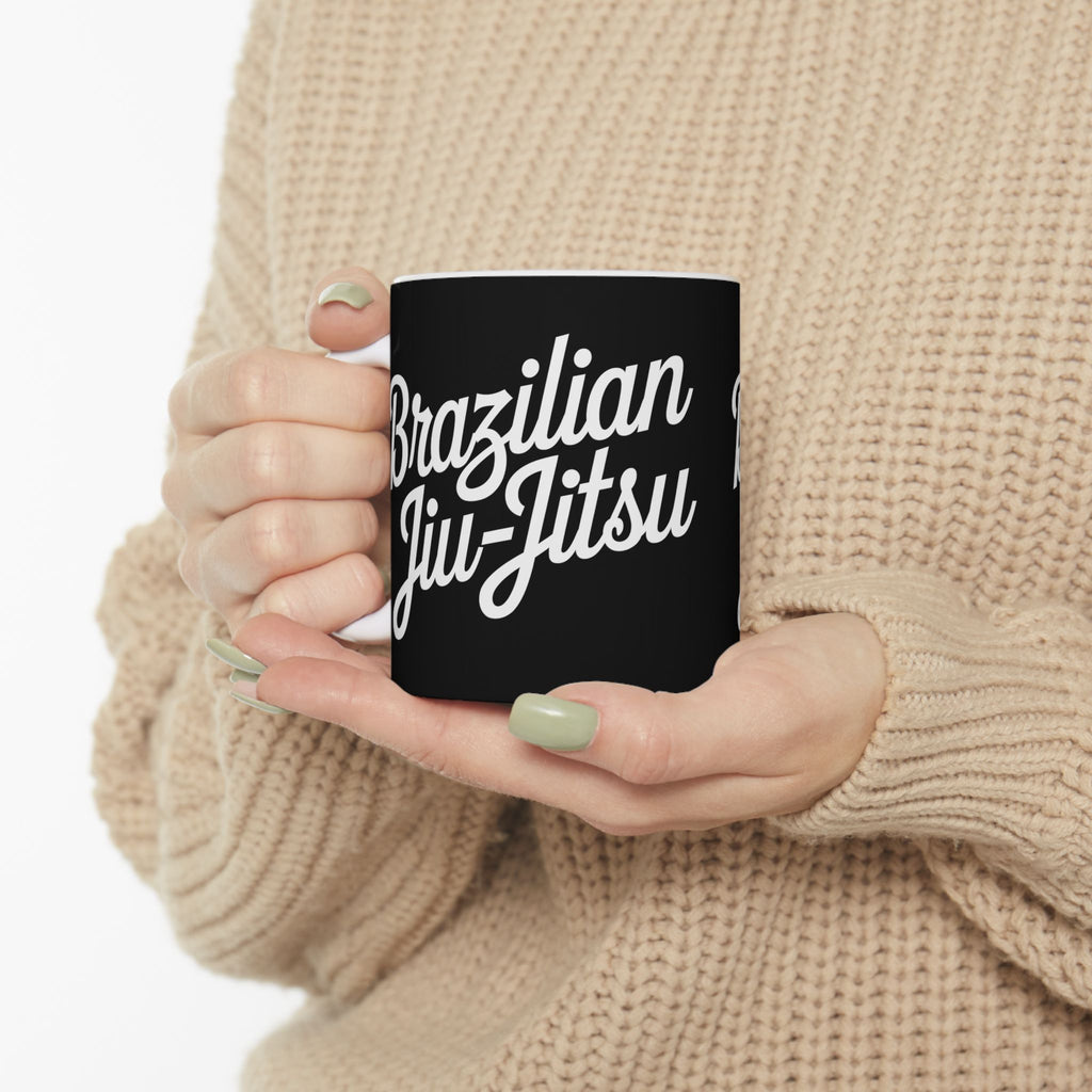 Brazilian Jiu Jitsu Cursive 2 BJJ Ceramic Mug | Brazilian Jiu Jitsu Gifts (11oz)