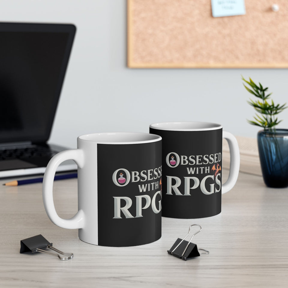 Obsessed With RPGs Ceramic Mug | Role Playing Game Gifts (11oz)