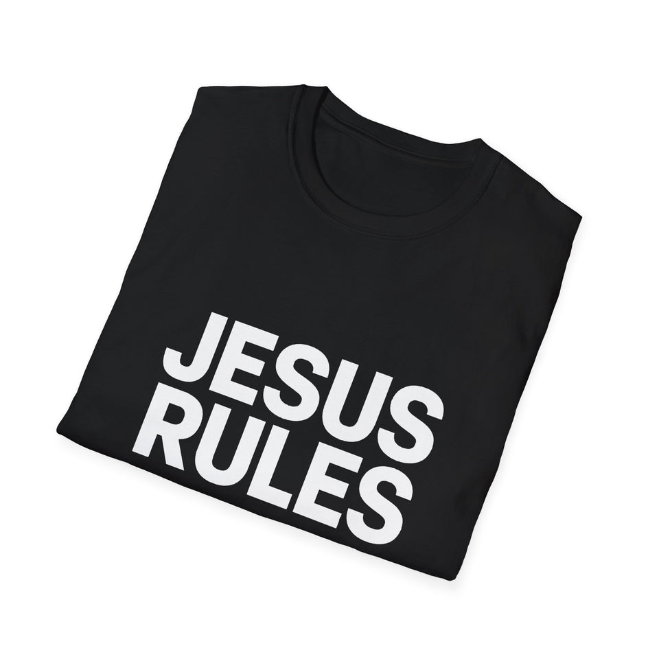 Jesus Rules Christian Unisex Softstyle T-Shirt - Jesus Rules Shirt