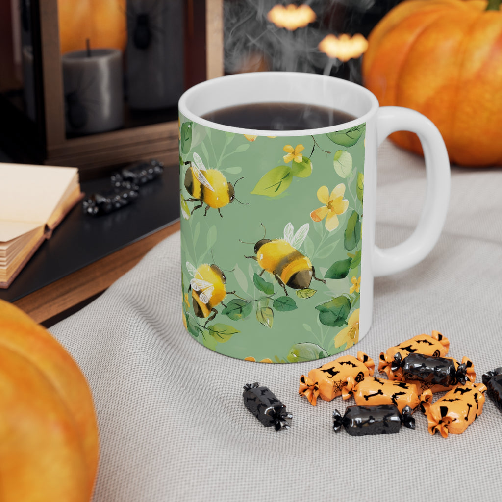 Bee Mug | Bee Gifts | Bee Presents | Watercolor Bees Ceramic Mug 11oz