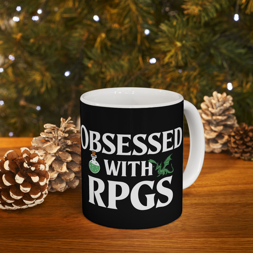 Obsessed With RPGs Ceramic Mug | Fantasy Role Playing Game Gifts (11oz)