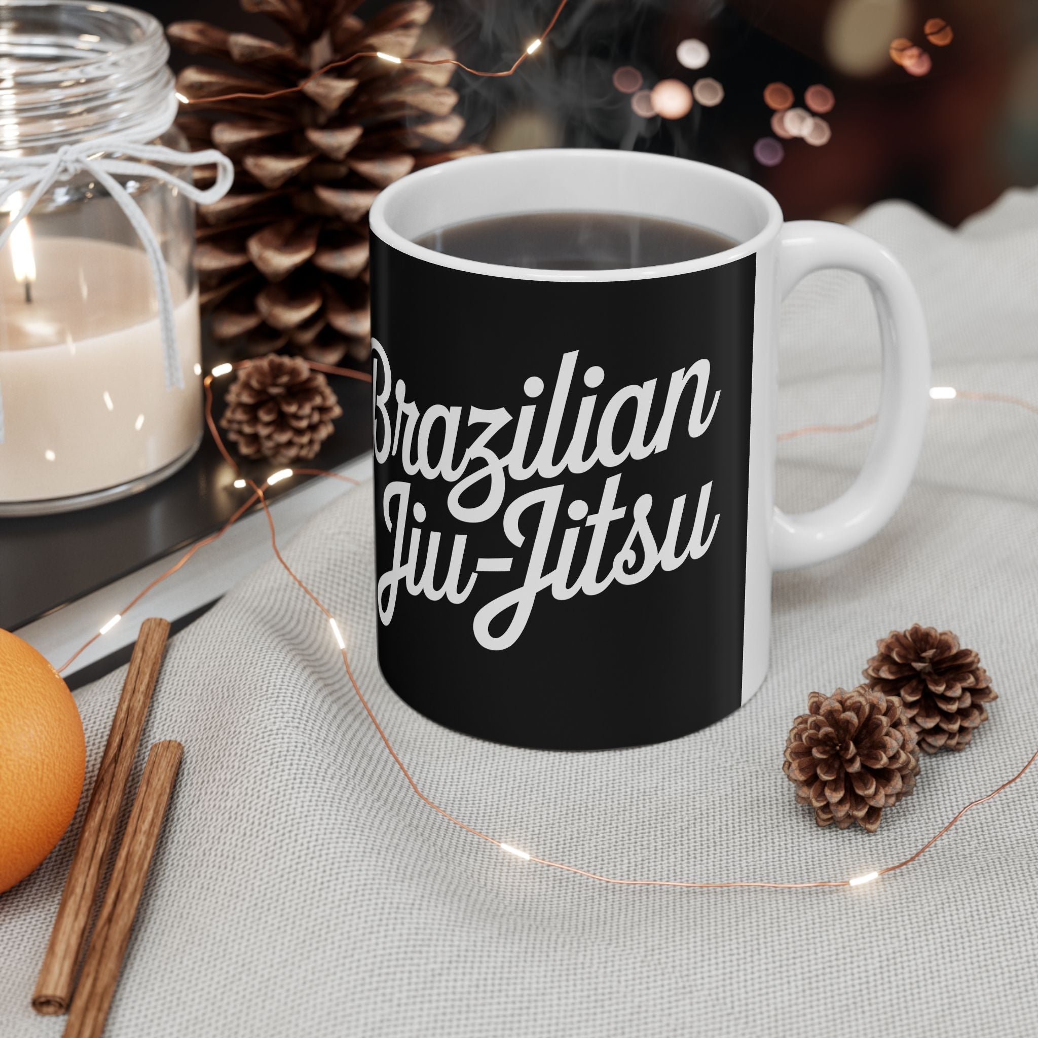 Brazilian Jiu Jitsu Cursive 2 BJJ Ceramic Mug | Brazilian Jiu Jitsu Gifts (11oz)
