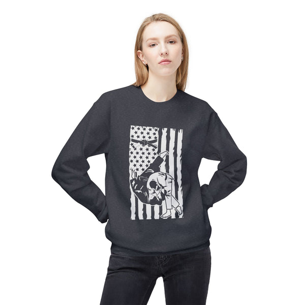 Brazilian Jiu Jitsu Flag Throw BJJ Unisex Midweight Softstyle Fleece Crewneck Sweatshirt