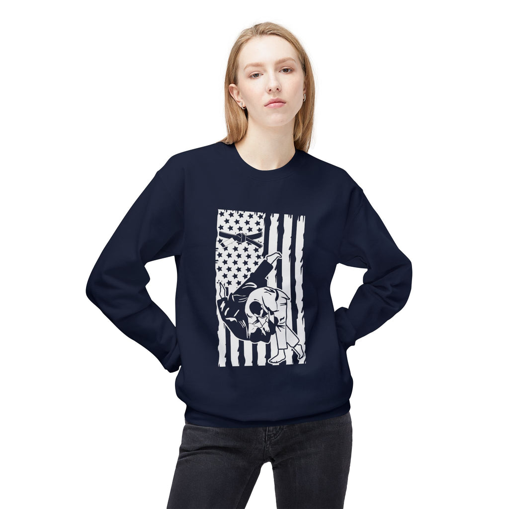 Brazilian Jiu Jitsu Flag Throw BJJ Unisex Midweight Softstyle Fleece Crewneck Sweatshirt