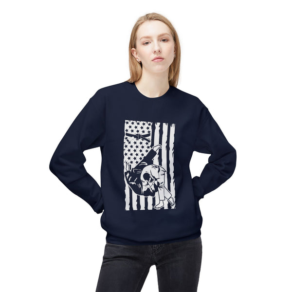 Brazilian Jiu Jitsu Flag Throw BJJ Unisex Midweight Softstyle Fleece Crewneck Sweatshirt