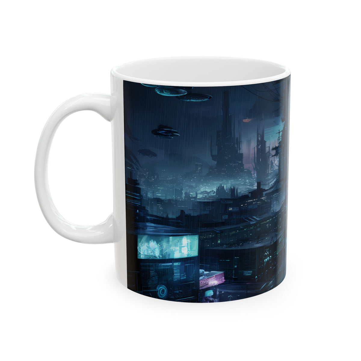 Futuristic Cyberpunk City Ceramic Mug (11oz, 15oz)
