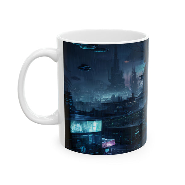 Futuristic Cyberpunk City Ceramic Mug (11oz, 15oz)