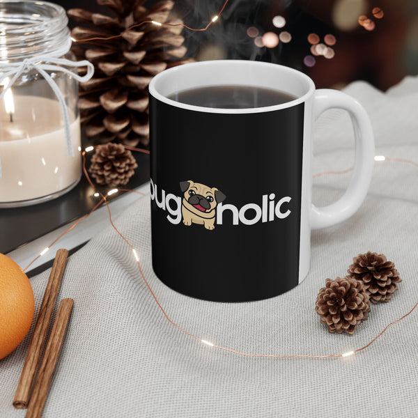 Puggaholic Pug Mug 2 | Pug Coffee Mug | Pug Dog Gifts | Pug Presents | Pug Mug 11oz